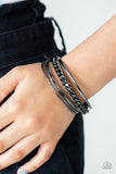 "A Piece of the Action" Gunmetal Textured & Smooth Bangle Bracelet Set of 4