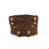 "Butterfly Farm" Genuine Brass Leather & Studded 2D Butterfly Snap Band Bracelet