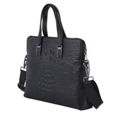 Croco Embossed Leather Laptop Bag with Handle Drop & Detachable Shoulder Strap