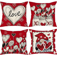 18X18 Sets of 2 Valentine's Day Throw Pillow Covers (*No Inserts) Canvas Feel Set Heart 7A or 7B