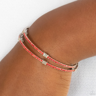 "Let Freedom Bling" Red Rhinestone & Silver Star Accented Flexible Bracelet