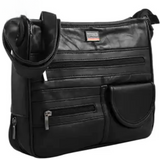 Le Monde London Black Nappa Leather Shoulder Bag with Adjustable Shoulder Strap