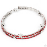 "Let Freedom Bling" Red Rhinestone & Silver Star Accented Flexible Bracelet