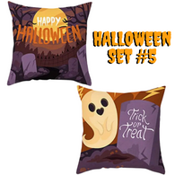 Set of 2 Halloween Throw Pillow Covers 18X18 (*No Inserts) in a Linen Blend Set #5