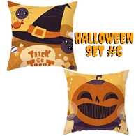 Set of 2 Halloween Throw Pillow Covers 18X18 (*No Inserts) in a Linen Blend Set #6