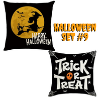 Set of 2 Halloween Pillow Throw Covers 18X18 (*No Inserts) in a Linen Blend Set #9