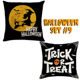 Set of 2 Halloween Pillow Throw Covers 18X18 (*No Inserts) in a Linen Blend Set #9