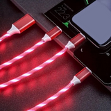 Exciting 3-foot Spiral LED LIGHT UP 3 in 1 USB charging cables, Color options available