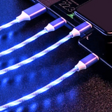 Exciting 3-foot Spiral LED LIGHT UP 3 in 1 USB charging cables, Color options available