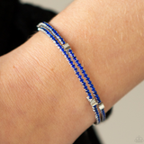 "Let Freedom Bling" Blue Rhinestone & Silver Star Accented Flexible Bracelet