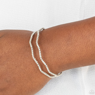 "Delicate Dazzle" Silver Metal with Clear/White Rhinestone Flexible Cuff Bracelet