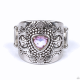 "Magic Maker" Silver Metal & Iridescent Purple Trillion Cut Rhinestone Ring