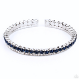 "Fairytale Sparkle" Silver Metal Blue/White Rhinestone Flexible bracelet