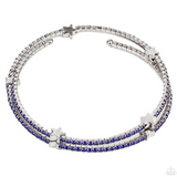 "Let Freedom Bling" Blue Rhinestone & Silver Star Accented Flexible Bracelet