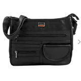 Le Monde London Black Nappa Leather Shoulder Bag with Adjustable Shoulder Strap