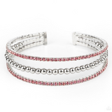 "High End Eye Candy" Silver Metal Accents & Pink Rhinestone Flexible Cuff Bracelet