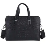 Croco Embossed Leather Laptop Bag with Handle Drop & Detachable Shoulder Strap