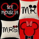 "Mr. & Mrs." Throw Pillow Covers (*No Inserts) in a Linen Blend (Canvas) 18X18 Set of 2