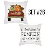 Fall Autumn Polyester (Soft Touch) Pillow Covers (*No Inserts) 18X18 Set of 2