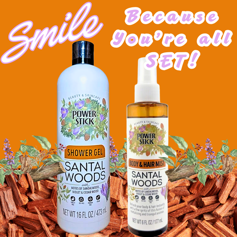 Power Stick Sets - SANTAL WOOD Solid Shower Gel & Body and Hair Mist