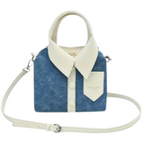 A "WHERE DID YOU GET THAT HANDBAG?" BLUE Demin PU Leather Shirt Style Crossbody/Handbag