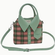 A "WHERE DID YOU GET THAT HANDBAG?" GREEN Plaid Canvas Shirt Style Crossbody/Handbag