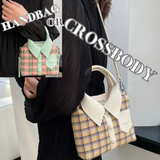 A "WHERE DID YOU GET THAT HANDBAG?" Black/White Plaid Canvas Shirt Crossbody/Handbag