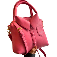 Faux PU Leather with a Buttoned & Collared Accented Shirt Style Bag in Pink