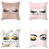 3D Printed Hello Gorgeous Eyelash Polyester (Soft) Throw Pillow Covers 18X18 (*No Inserts)