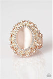 "Baroque the Spell" Rose Gold Metal & Golden Moonstone Elastic Back Ring