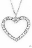 "Dainty Darling" Silver Metal & White/Clear Rhinestone Open Heart Necklace Set