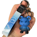 COOL COLOR OMBRE TEDDY BEAR CHARACTER KEYCHAINS WITH STRAP