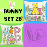 18X18 2 EASTER SEASON Throw Pillow Covers (*No Inserts) Canvas Feel "BUNNY SETS 2A or 2B"