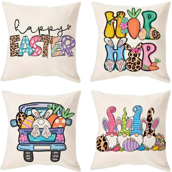 18X18 2 EASTER SEASON Throw Pillow Covers (*No Inserts) Canvas Feel "BUNNY SETS 1A or 1B"