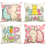 18X18 2 EASTER SEASON Throw Pillow Covers (*No Inserts) Canvas Feel "BUNNY SETS 2A or 2B"