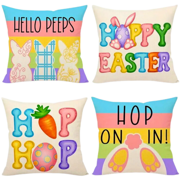 18X18 2 EASTER SEASON Throw Pillow Covers (*No Inserts) Canvas Feel "BUNNY SETS 6A or 6B"