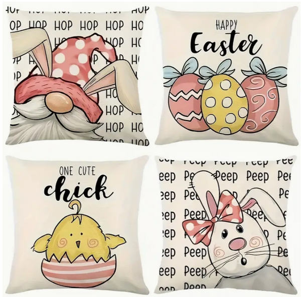 18X18 2 EASTER SEASON Throw Pillow Covers (*No Inserts) Canvas Feel "BUNNY SETS 8A or 8B"