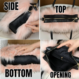Funky Light Gray & Black Tipped Fluffy Long Faux Fur Handbag