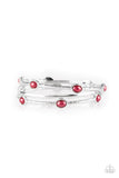 Paparazzi " Bangle Belle " Silver Metal & Red Pearl Bangle Bracelet Set of 3