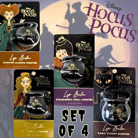 DISNEY'S HOCUS POCUS - Set of 4 Lip Balms in a Witches Cauldron VIRAL ITEM!