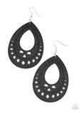 "Belize Beauty" Stenciled Cutout Tribal Inspired Black Wood Earrings