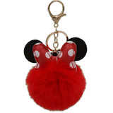 RED - 8 Piece Extra Plush Car Accessories Set with ** BONUS Red Minnie Mouse Pom Pom Keychain **