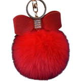 RED - 8 Piece Extra Plush Car Accessories Set with ** BONUS Red Pom Pom Rhinestone Keychain **