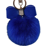 BLUE - 8 Piece Extra Plush Car Accessories Set with **BONUS Blue Pom pom & Rhinestone Bow Keychain**