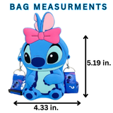 STITCH TAKEOVER!  BLUE STITCH SILICONE CROSSBODY BAG & Pink Bow ( Item ST05 )