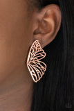 "Butterfly Frills" New Copper Penny Metal Butterfly Wing Design Earrings