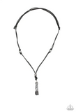 Paparazzi " Midnight Meteorite " Men's Hematite Stone Black Leather Urban Necklace