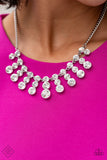 "Celebrity Couture" Silver Metal Clear/White Rhinestone Fringe Necklace Set