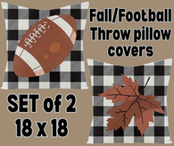 FOOTBALL Themed Throw Pillow Covers (*No Inserts) in a Linen Blend (Canvas) 18X18 set of 2