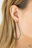 "City Curves" Black Metal Sleek Elongated Hoop Earrings